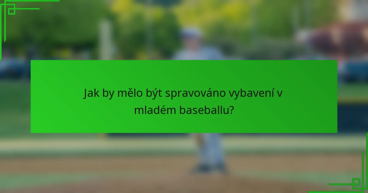 Jak by mělo být spravováno vybavení v mladém baseballu?