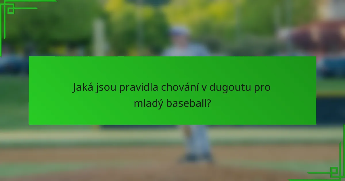 Jaká jsou pravidla chování v dugoutu pro mladý baseball?