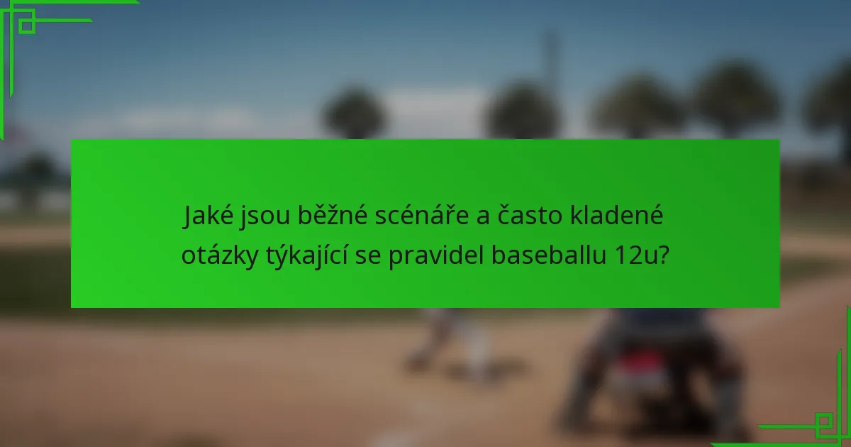 Jaké jsou běžné scénáře a často kladené otázky týkající se pravidel baseballu 12u?