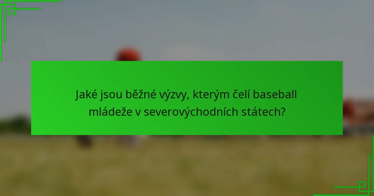 Jaké jsou běžné výzvy, kterým čelí baseball mládeže v severovýchodních státech?