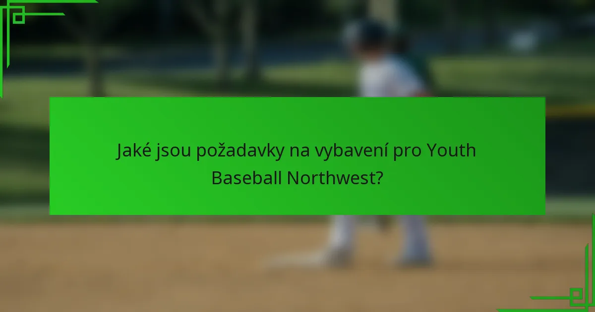 Jaké jsou požadavky na vybavení pro Youth Baseball Northwest?