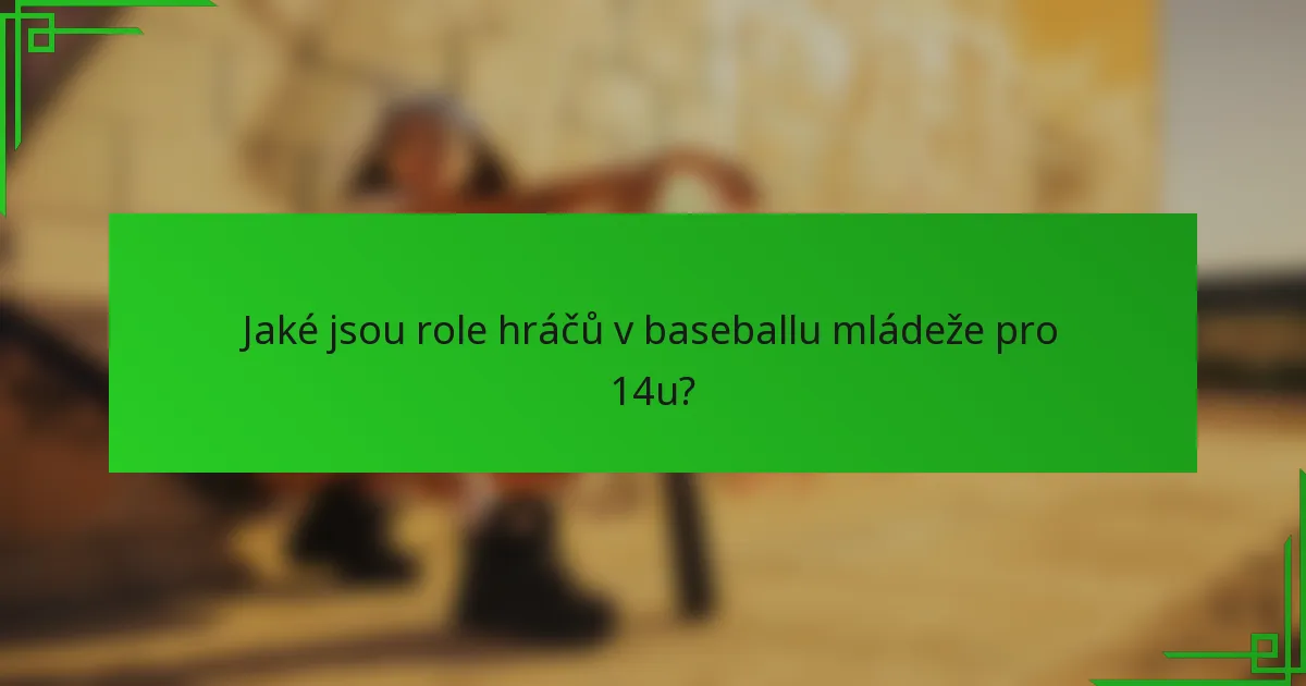 Jaké jsou role hráčů v baseballu mládeže pro 14u?